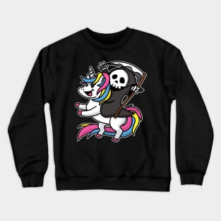 Death Riding Unicorn Cute but Scary Playful Kawaii Halloween Crewneck Sweatshirt